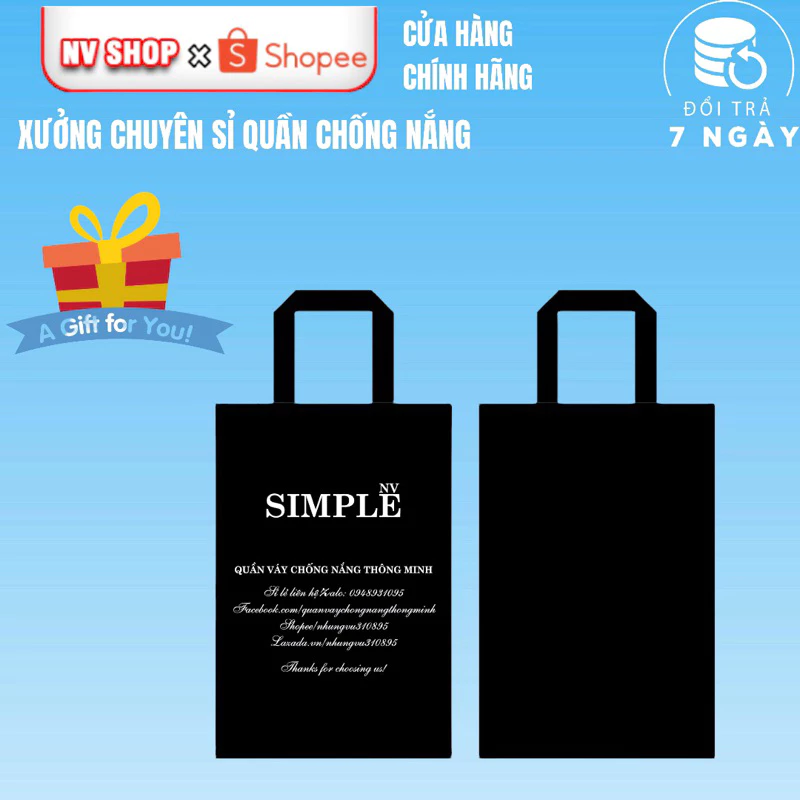 Túi Tote Bag NVSHOP kích thước 20*30 cm màu đen có quai xách