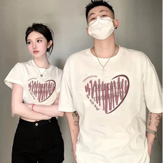 Áo phông tay lỡ nam nữ unisex và croptop baby tee mặc đôi thun cotton trái tim chữ Semclothes [A079]