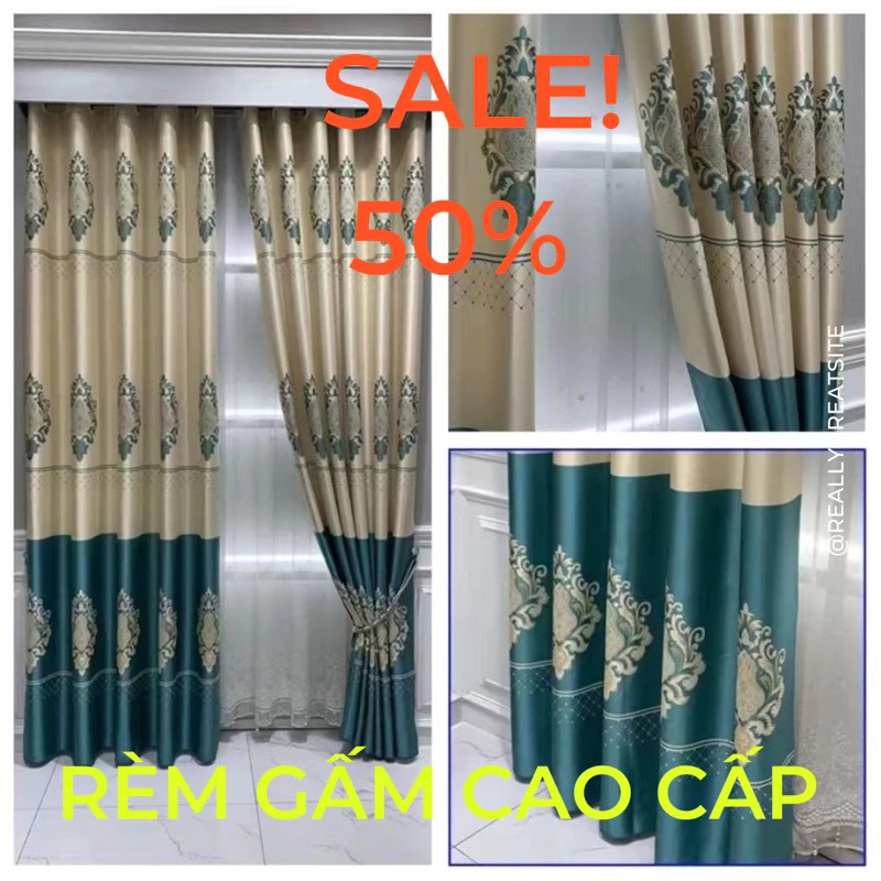 Rèm cửa gấm cao cấp loại 1 - có ảnh thật khuyến mại vừa cửa sổ cửa chính có sẵn, may theo yêu cầu