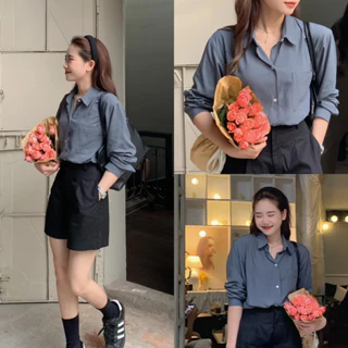 [Linen] [Rẻ vô địch] ÁO SƠ MI NỮ - HEE BY OHI - Màu Xanh Ngọc Linen Đũi Lanh Cao Cấp (heebyohi) - Dễ Nhăn Stone Blue