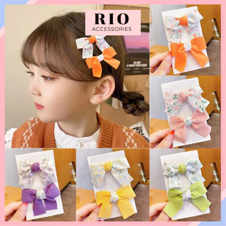 [SET 2] Kẹp tóc phối nơ hoa xinh xắn phong cách vintage Hàn Quốc cho bé gái SPN