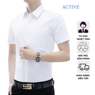 Áo sơ mi nam big size công sở cộc tay from rộng  Active chất vải lụa Thái cotton mềm mịn thoáng mát kiểu dáng Hàn Quốc