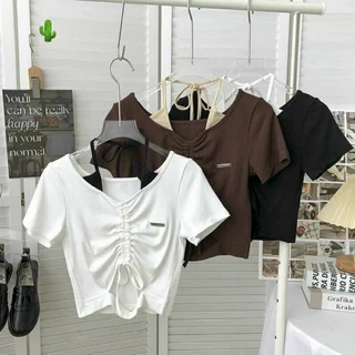 ÁO CROPTOP RÚT CÓ DÂY YẾM KHOÉT EO SOS