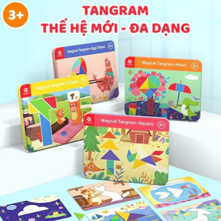 Đồ chơi xếp hình Tangram Cao cấp loại 1 nam châm xịn chính hãng Pinwheel đồ chơi sáng tạo thông minh cho bé