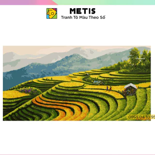 Tranh tô màu số hoá METIS Tranh phong cảnh nét xưa Việt Nam Ruộng Bậc Thang CVN010 KT 50x100cm (ko khung)