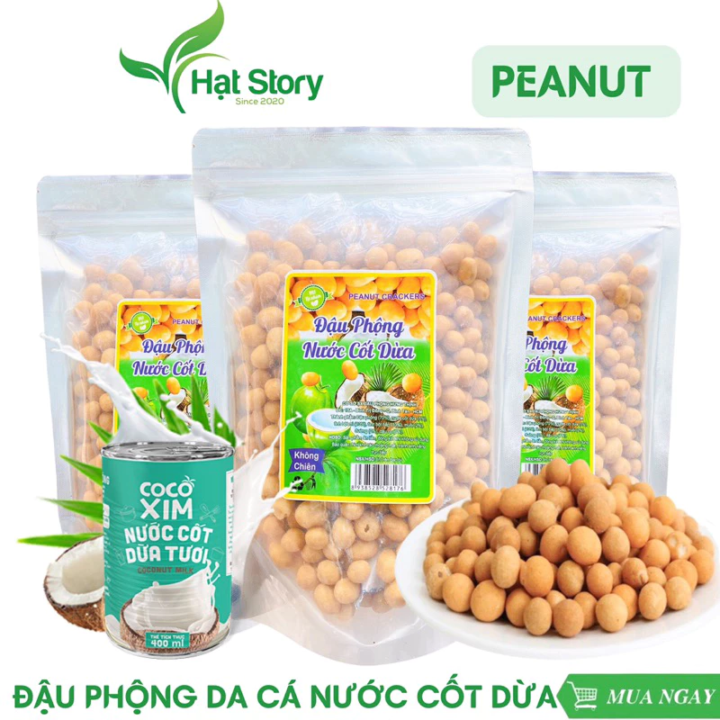 500Gr Đậu Phộng Da Cá Nước Cốt Dừa Thơm, Giòn, Cam Kết Ngon