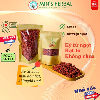 Hạt Kỷ tử sấy khô Loại ngọt, Màu đỏ nhạt, Không chua Túi 100g/250g