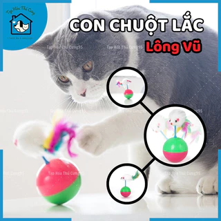 Đồ chơi con chuột lật đật lông vũ cho mèo