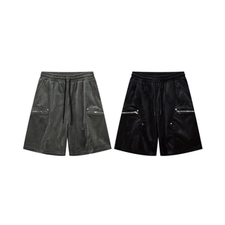 Quần Shorts Zip Pocket 100% polyester 02 màu Đen, Xám