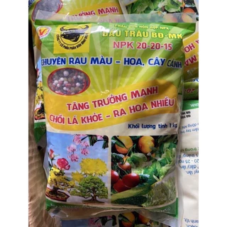 Phân Bón đầu trâu 20-20-15 gói 1kg Chuyên cho Rau màu, Hoa cây cảnh - Tăng trưởng mạnh, chồi lá khoẻ, Ra hoa nhiều