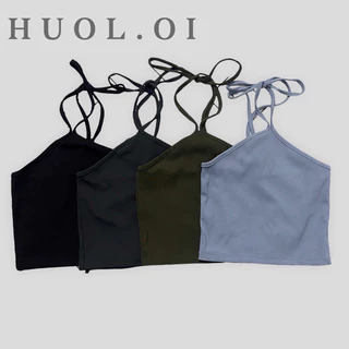 [BIG SIZE<90kg]ÁO CROPTOP_ áo croptop buộc cổ chữ V HUOL.oi