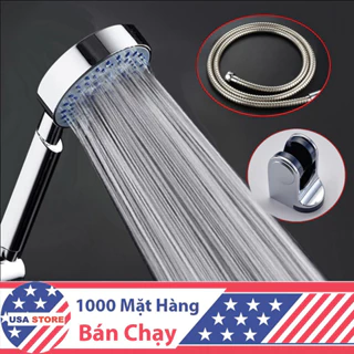 Bộ Tay Vòi Tắm Hoa Sen Mặt Tròn Kiểu 5 Tăng Áp Lực Nước - Chọn Thêm Dây Và Giá Treo Vòi