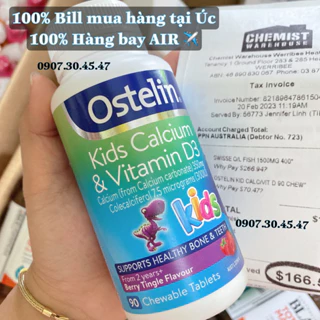 Bill mua tại Úc chuẩn AIR  - viên nhai bổ sung canxi và D3 cho trẻ trên 2 tuổi Ostelin Vitamin D & Calcium Kids