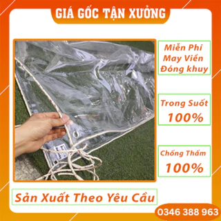 [Free Đóng Khuy - May Viền] Bạt Nhựa Trong Suốt PVC Chống Thấm (loại 0.3mm khổ 1,6m, loại mắt cáo khổ 1,4m)