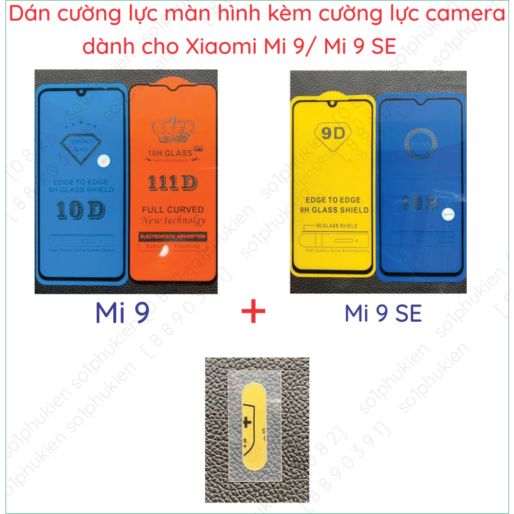 Dán kính cường lực full màn hình, dán cường lực camera Xiaomi mi 9/ mi 9 se ( 9se )