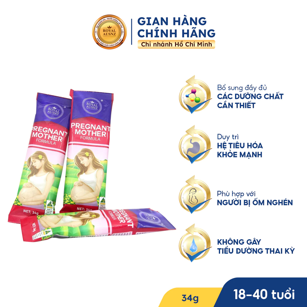 Sữa Bột Hoàng Gia Pregnant Mother Formula Dành Cho Phụ Nữ Mang Thai Royal AUSNZ Dạng Gói 34g