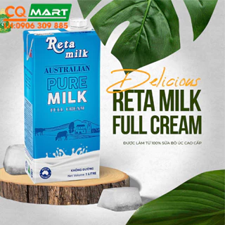 Sữa Tươi Tiệt Trùng Nguyên Chất Reta Milk Không Đường Hộp 1L