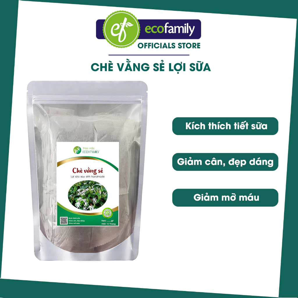 Chè vằng lợi sữa sau sinh, trà vằng sẻ lợi sữa dạng túi lọc tiện dụng ECOFAMILY