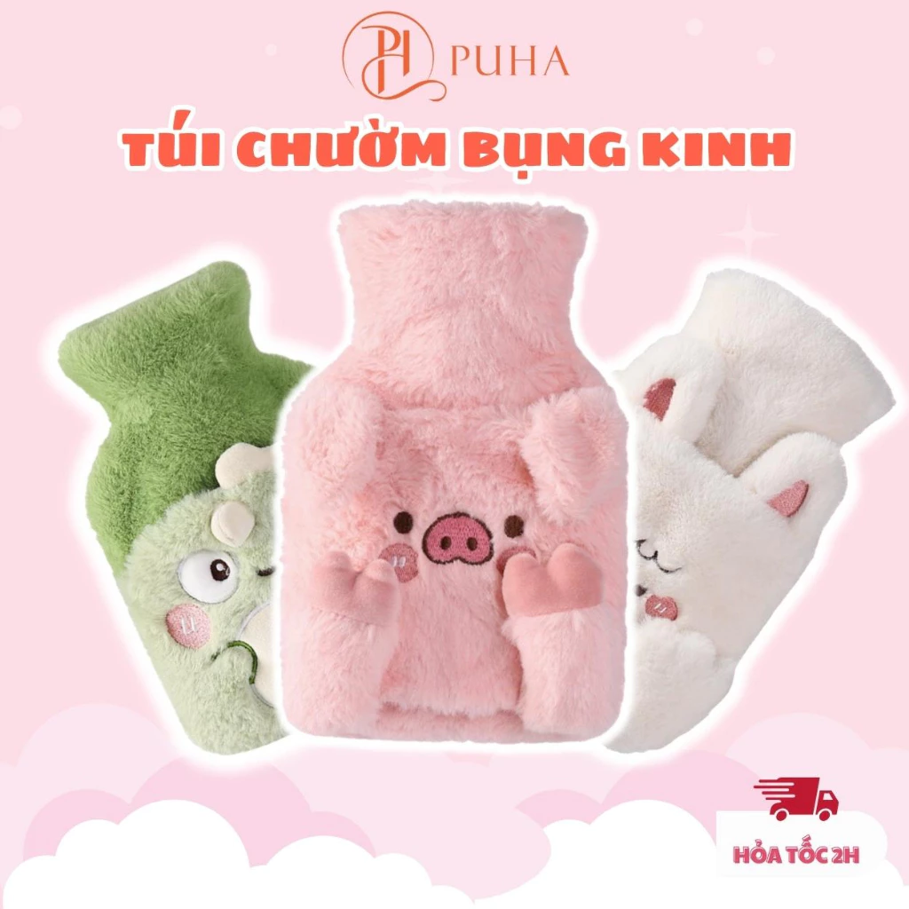 Túi chườm bụng kinh nóng lạnh đa năng Puha 500ml cho bạn nữ sử dụng ngày dâu