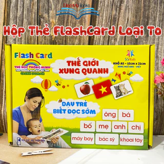 Bộ 100 Thẻ Học Thông Minh Flash Card Từ Vựng Song Ngữ + Hình Ảnh Size To A5 15CMX21CM- Dạy Trẻ Biết Đọc Sớm Việt Hà 100.