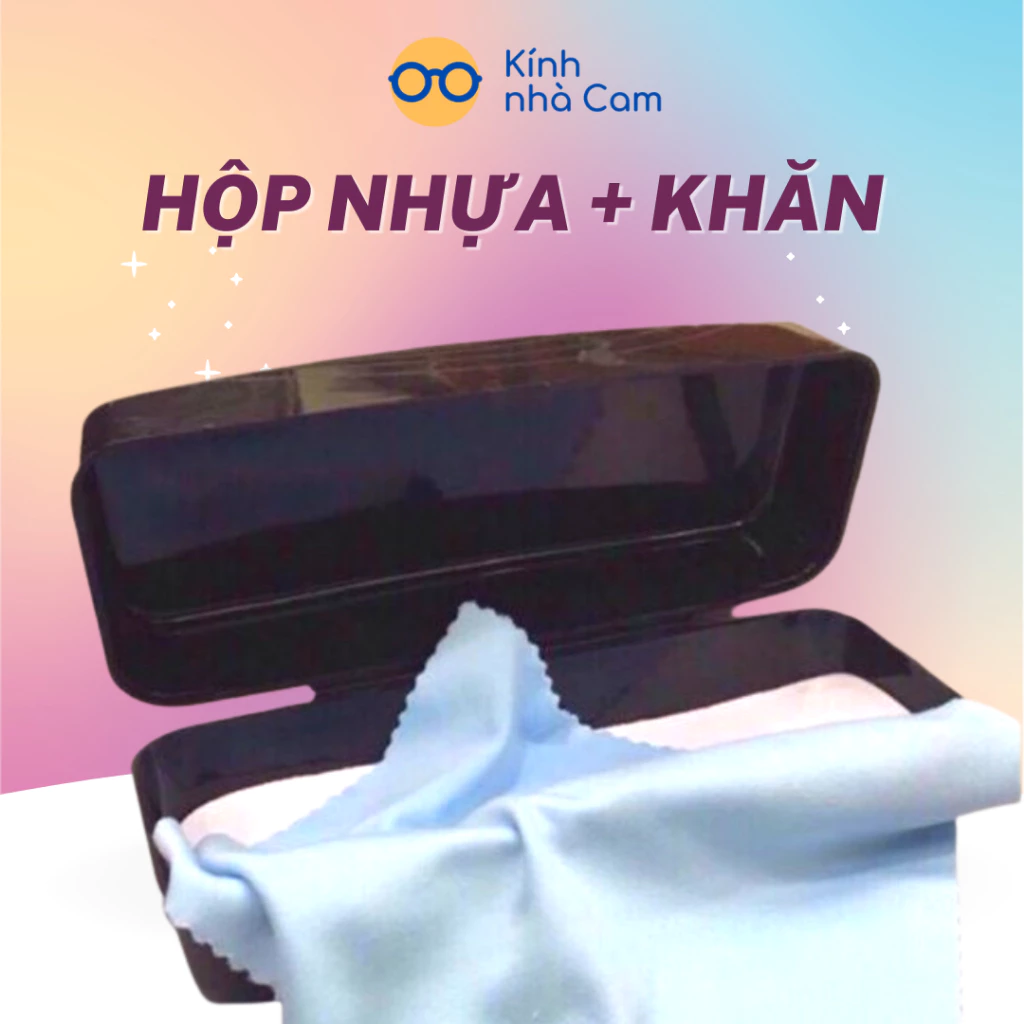 Hộp nhựa đựng kính + khăn, Bao đựng kính mắt, Hộp da kính kèm khăn lau chuyên dụng FERADO