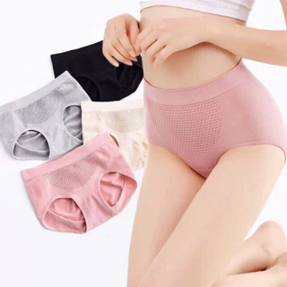 Quần lót nữ cotton freesize cạp to cao co giãn 4 chiều ko túi zip cho 40-63kg Chip thông hơi kháng khuẩn