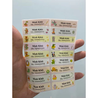 Sticker in tên bé theo yêu cầu - Sticker chống nước - Minh In