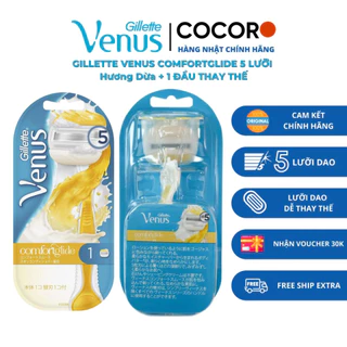 (CHE TÊN) Dao cạo Gillette Venus Comfortglide 5 lưỡi, kèm 1 đầu dao cạo thay thế [Hàng Nhật chính hãng]