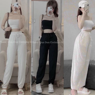 Set Bộ Áo ống Croptop kèm quần Bo Chun Ống Rộng