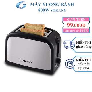 Máy nướng bánh mì SOKANY ĐEN 800W, tính năng tự động nảy khi bánh đã hết thời gian cài đặt