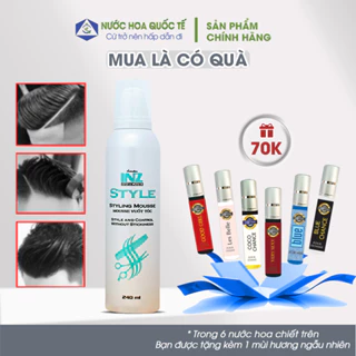 🎁 Keo Bọt Mút Mousse Tạo Kiểu Tóc Chải Tóc INZ gôm keo bọt vuốt tóc cho nam nữ Giữ Nếp Chuẩn Salon 240ml Nuochoaquocte