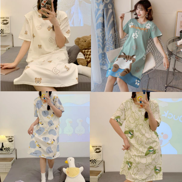 Váy ngủ bầu và sau sinh cho con bú ti - Đầm mặc nhà cho mẹ - Đồ ngủ Cotton thời trang mùa hè Đẹp Giá Rẻ Bigsize