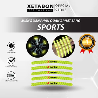 Miếng dán phản quang, phát sáng SPORTS trang trí vành bánh xe màu xanh lá cây cho ô tô, xe máy, xe đạp, phụ kiện xe hơi.