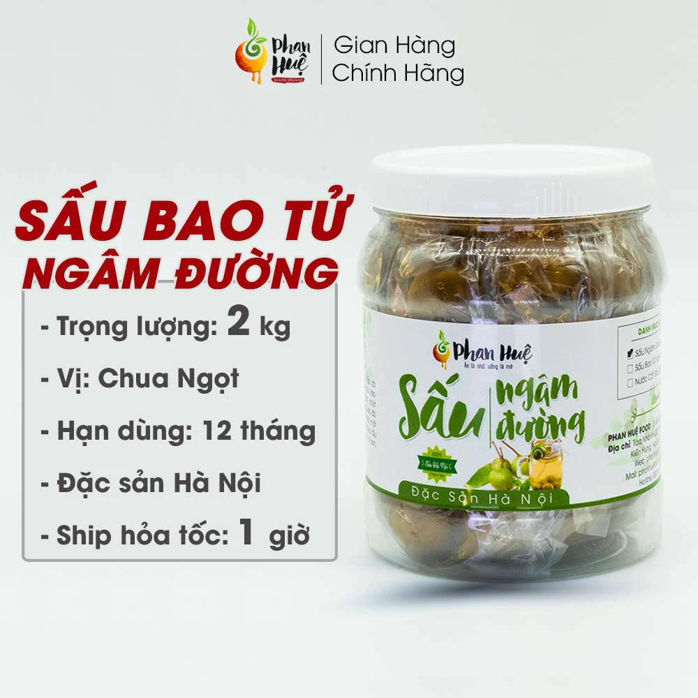 Sấu bao tử ngâm đường Phan Huệ hộp 2Kg đặc Sản Hà Nội