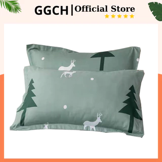 (Rẻ vô địch) Vỏ gối nằm Cotton poly mẫu Tuần lộc thông xanh (kích thước 45x65cm)