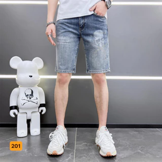 Quần short jean nam màu xám đen rách chất bò - quần ngắn nam co giãn thời trang cao cấp Tp_shop_87 ms252