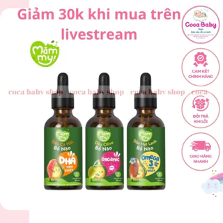 Combo 3 dầu ăn dặm bổ não Mămmy, dầu Olive bổ não, dầu cá hồi bổ não, dầu hạt lanh bổ não, mỗi loại 30ml