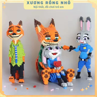 Xếp hình cáo nick và thỏ zootopia judy cỡ lớn size to 42cm đồ chơi xếp hình nano 3d cho bé