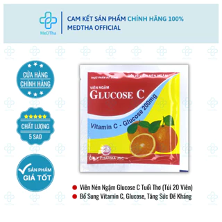 Glucose C - Viên Ngậm Vitamin C, Tăng Sức Đề Kháng Cho Bé (Gói 20 viên nén ngậm) [Chính Hãng]