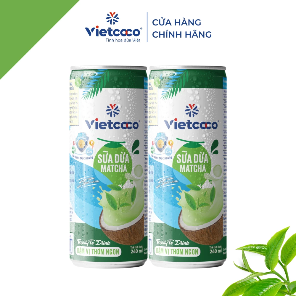 [COMBO 2 LON] Sữa dừa matcha Vietcoco 240ml