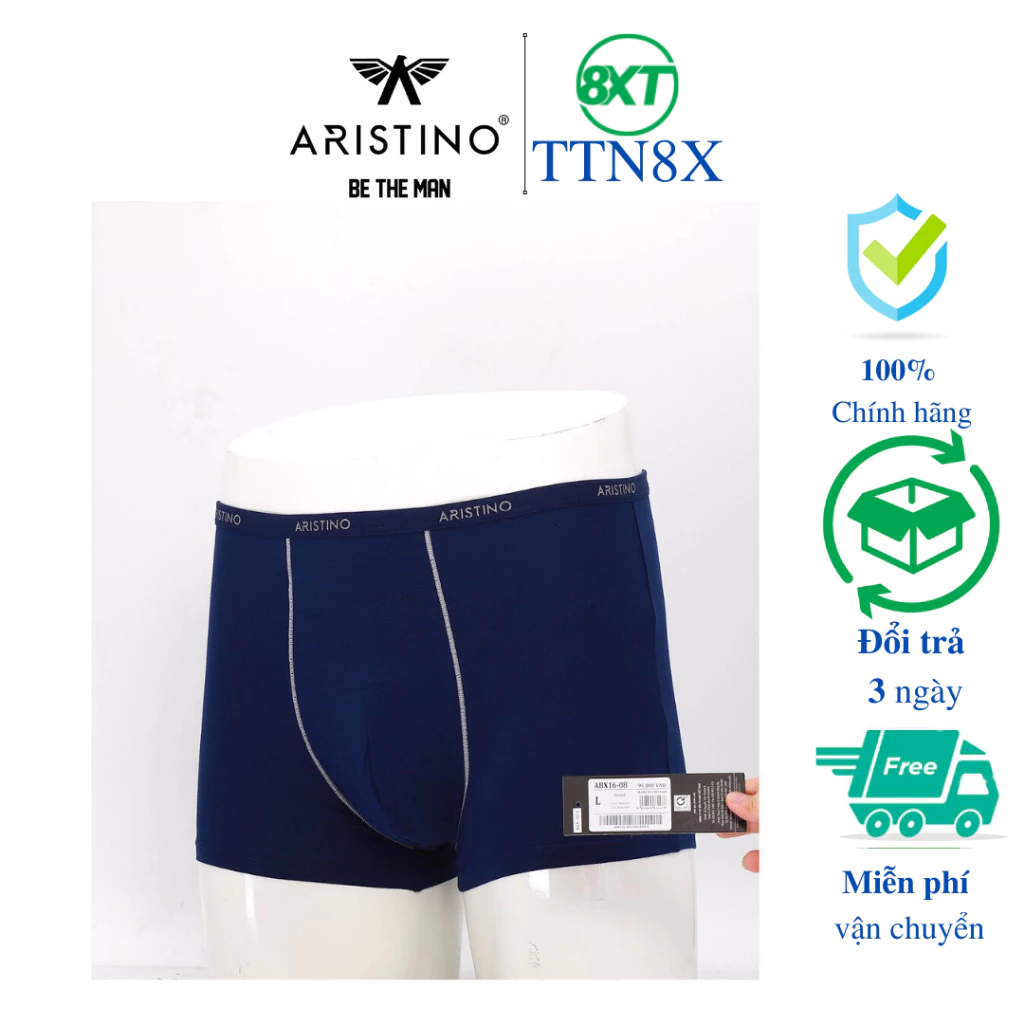 ⚡ARISTINO⚡Quần lót Boxer, quần sịp boxer CẠP NHỎ, SỢI TRE kháng khẩu tự nhiên, thấm hút tôt, bảo vệ sức khỏe - ABX16-08