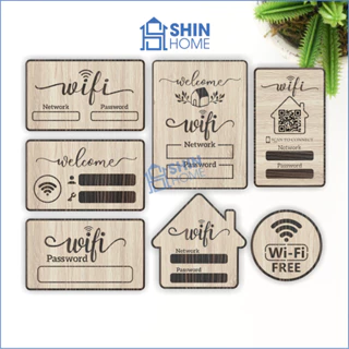 Bảng wifi bằng gỗ ghi thông tin pass wifi trang trí decor quán cao cấp hiện đại