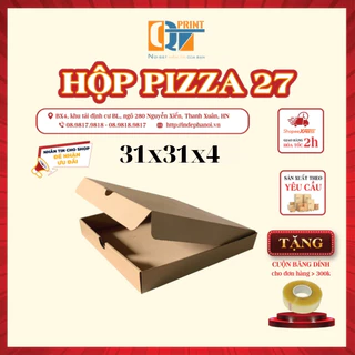 Hộp Pizza 2 Mặt Nâu Size 31x31x4cm BaoBìQT.