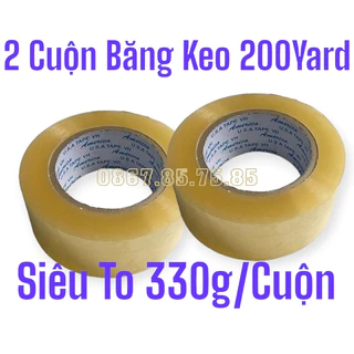 [2 Cuộn] Băng Keo Trong/Đục 200Yard USA Siêu To Khổng Lồ, Băng Keo OPP Nặng 330G/Cuộn Lõi 5Li, Dính Tốt Hàng Chất Lượng