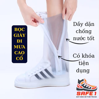 Bao giày đi mưa cao cổ dày dặn có khóa, chống nước, chống thấm, chống trơn trượt. Ủng bọc giày đi mưa