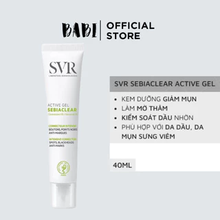 Kem dưỡng ẩm se khít lỗ chân lông và làm giảm mụn kiềm dầu SVR SEBIACLEAR Mat + Pores, Gel Active, Hydra 40ml