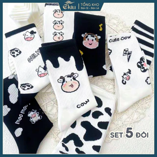 Tất cổ cao nữ chất liệu cotton co giãn 4 chiều, phong cách Hàn Quốc dễ thương - Ekiu Shop