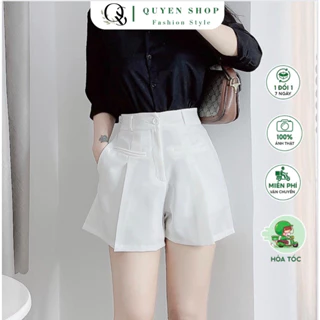 Quần Short Lưng Cao Ống Rộng Màu Basic Phong Cách Vintage QS QUYEN SHOP