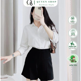 Áo Sơ Mi Tay Dài Basic Vạt Bầu QS QUYEN SHOP