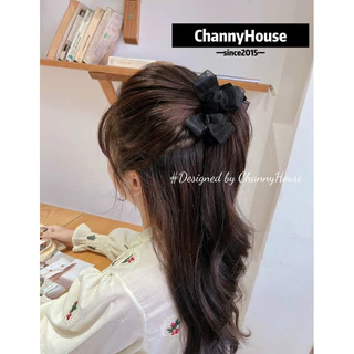 Channyhouse_Kẹp dọc phồng tóc nơ nhung mix voan cao cấp